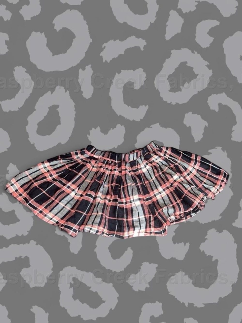 Girls Pink & Black Plaid Flare Skirt